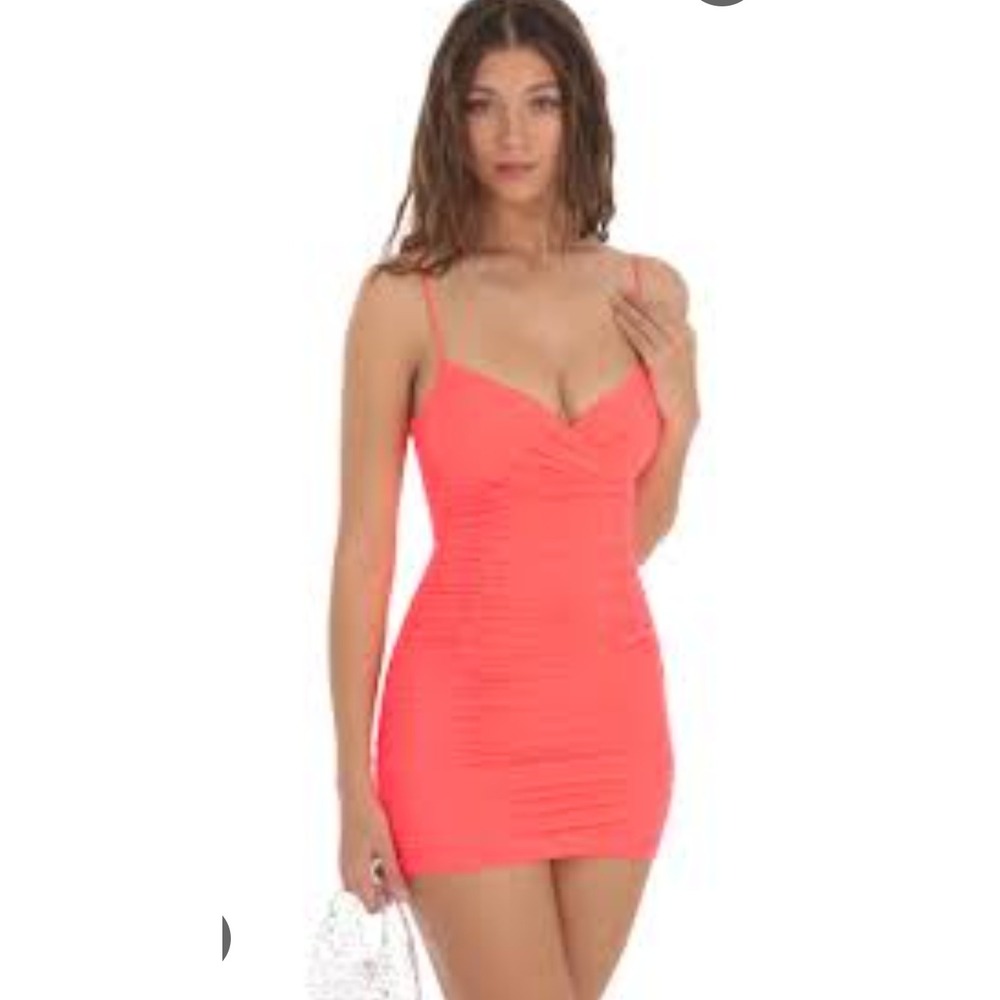 Lucy in the Sky Hot Pink Ruched Bodycon Mini Dress Party Teen Homecoming XS